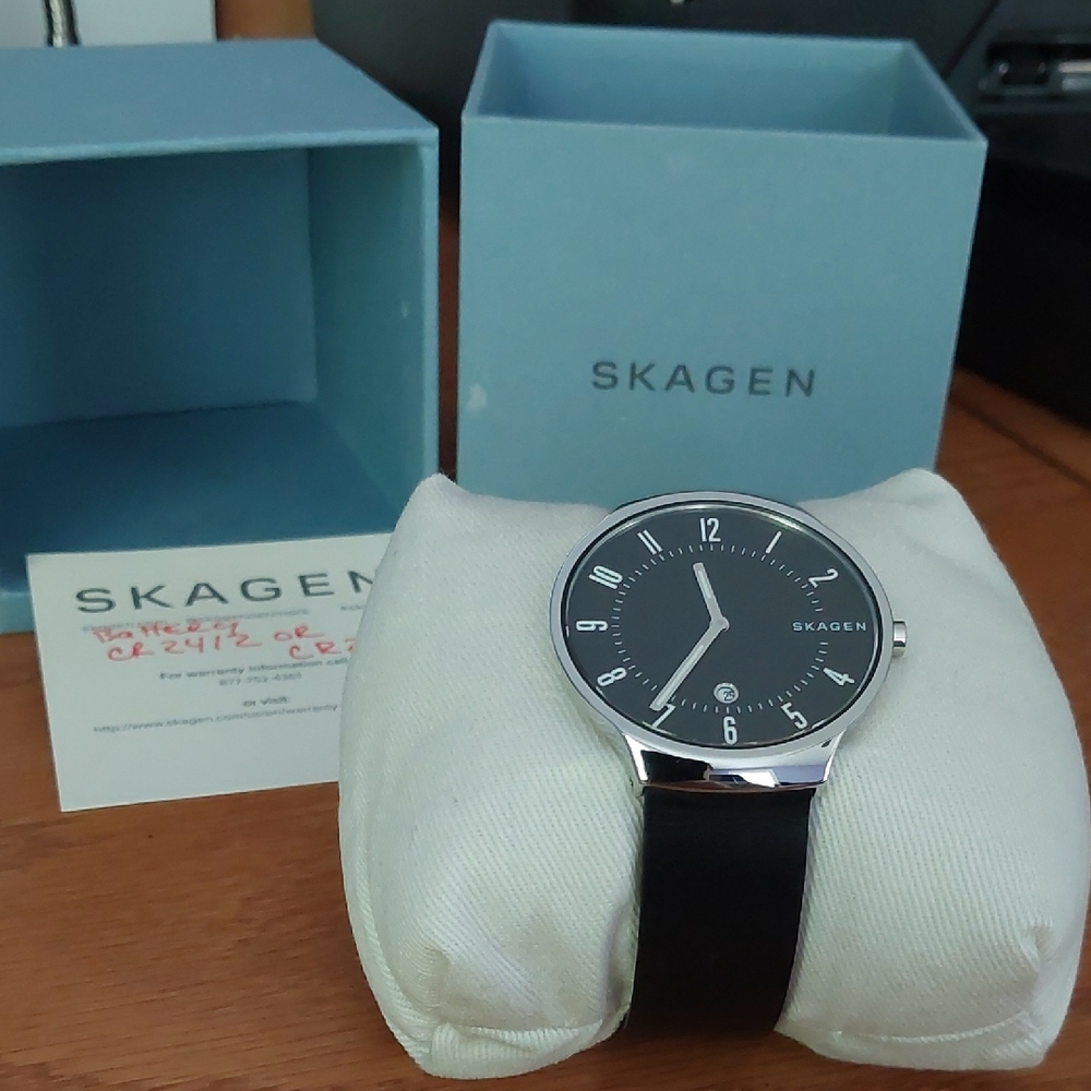 Skagen Sleek Black and Silver Timepiece